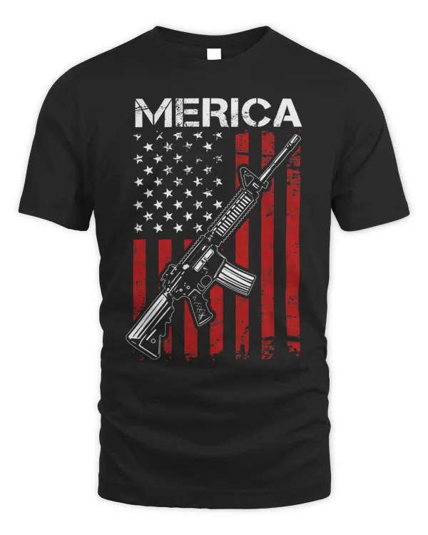 MERICA Pro Gun Rights 2nd Amendment AR15 USA Flag