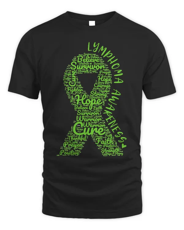 Lymphoma Awareness Lime Green Ribbon With Positive Words