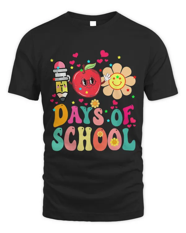 100 days of school groovy 100th day student sunflower apple