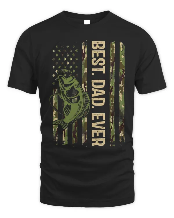 Best Dad Ever American Flag Camouflage Dad Fishing Camo Fish