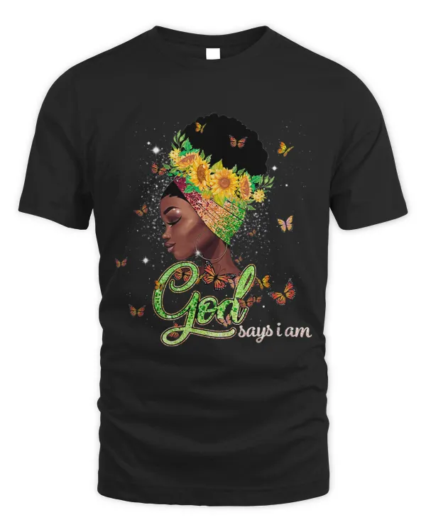 Sunflower Black Girl God Says I Am Butterflies Afro Woman 1