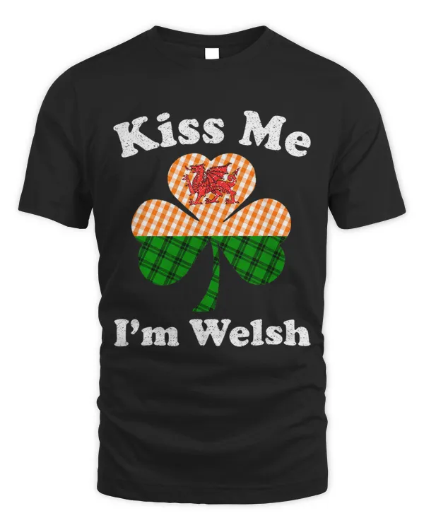 Buffalo Plaid Leaf Kiss Me Im Welsh Funny St Patricks Day
