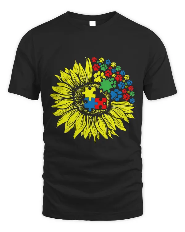Sunflower Dog Paw Autism Awareness Cute Puzzle Piece