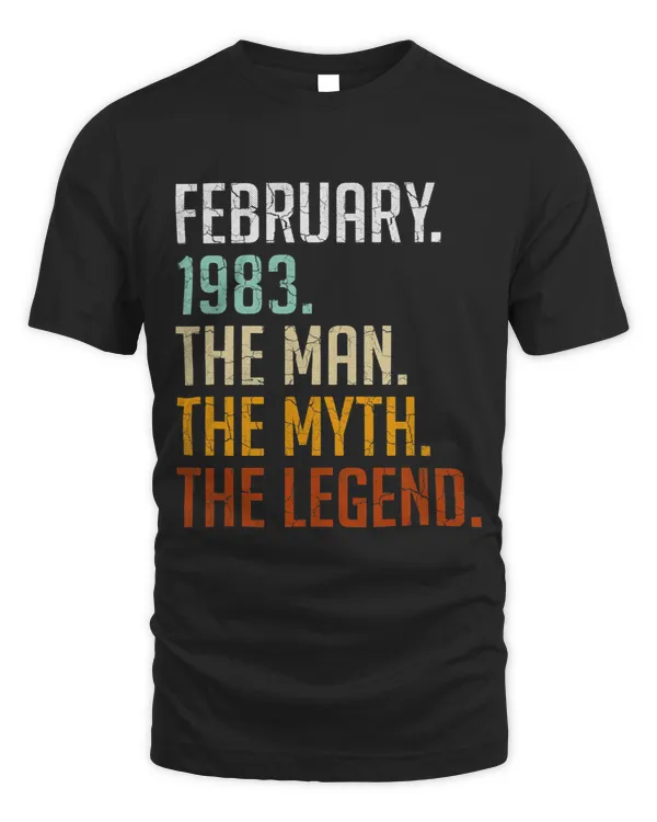 40th Birthday Gifts Vintage February 1983 Man Myth Legend