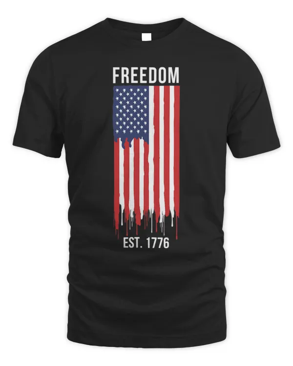 American Flag 4th of July Freedom EST. 1776 Graffiti