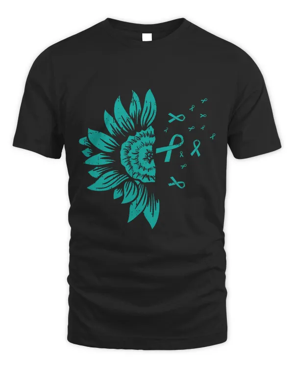 Sunflower Ovarian Cancer Teal Ribbon Cool Awareness Gifts