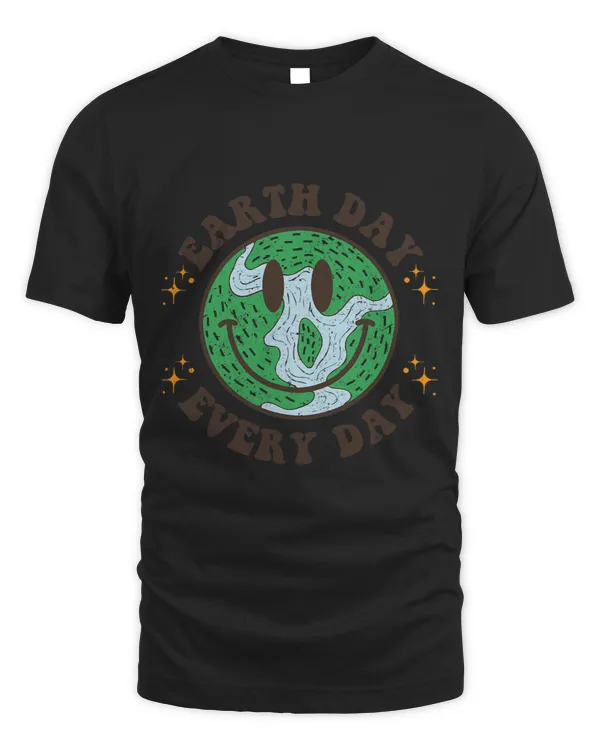 Hippie Earth Smile Face Retro Groovy Earth Day Everyday