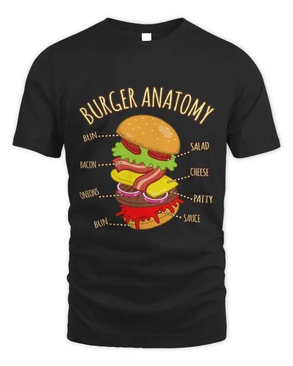 Burger Anatomy Cheeseburger Hamburger Food Lover Graphic