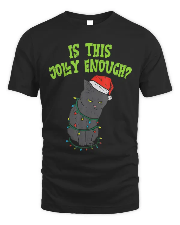 Is His Jolly Enough Black Cat Merry Christmas Ree Lights