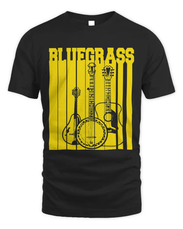 Bluegrass Music Retro Vintage Banjo Mandolin Guitar T Shirt