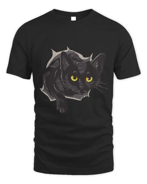 Black Cat Coming out Hole Animal Pet Mom Dad