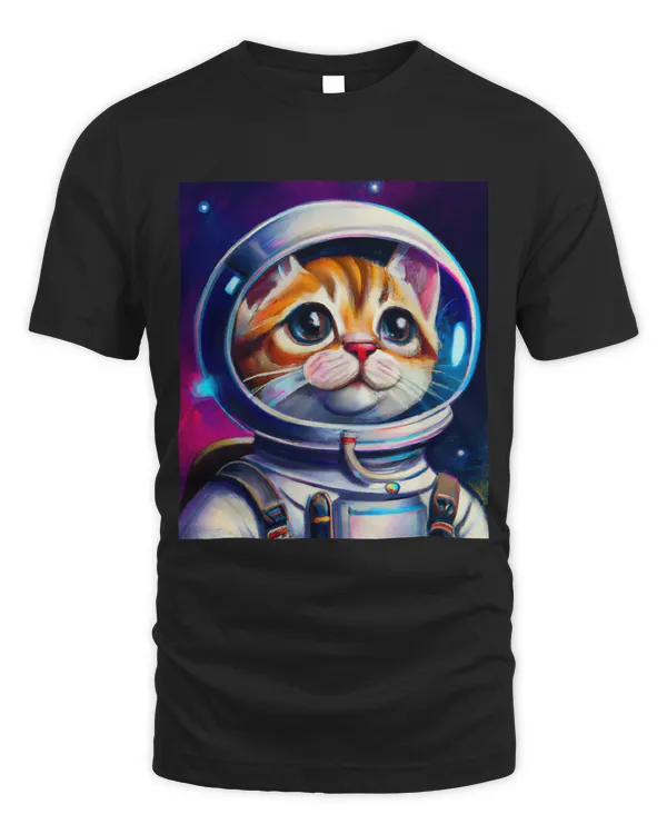 Sad Eyed Cat in an Astronaut Helmet in Space