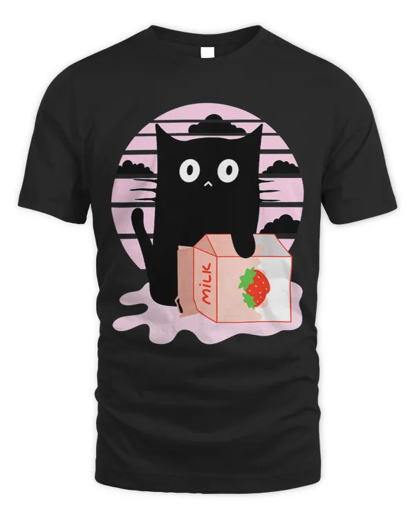 Black Cat Sunset Spilled Strawberry Milk Shake Carton