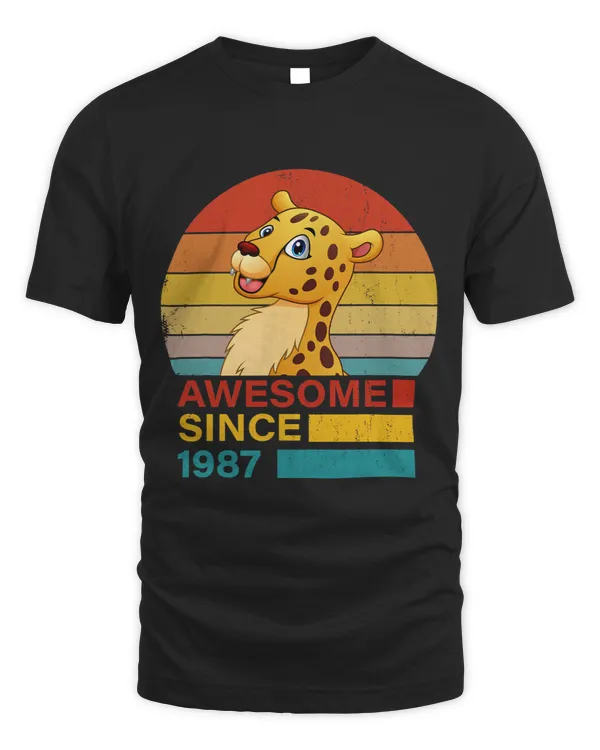 Cheetah 1987 Birthday Funny Vintage Cheetah Retro Sunset