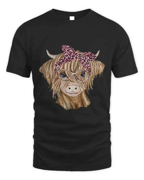 Leopard Bandana Highland Cow Baby Heifer Glasses Farmer Gift