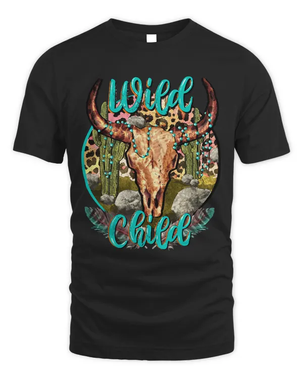 Leopard Boho Bull Skull Cactus Wild Child Western Country
