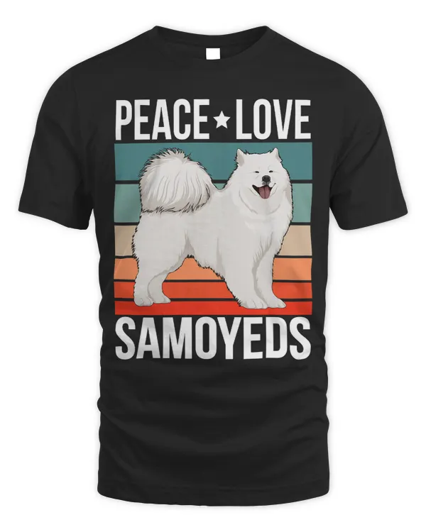 Peace Love Samoyeds Quote Retro Art Dog Owner Vintage