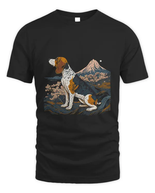 Surrealism Japanese Painting Treeing Walker Coonhound dog 1