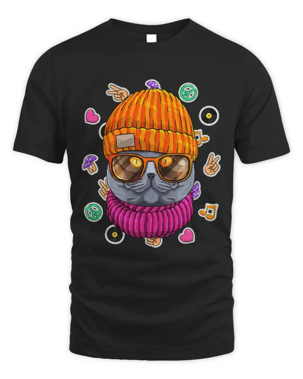 Hipster British Shorthair Geek Nerd Glasses Love Peace Sign