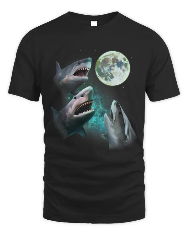 Three Great White Sharks Howl at Moon 3 Wolfs Funny Parody