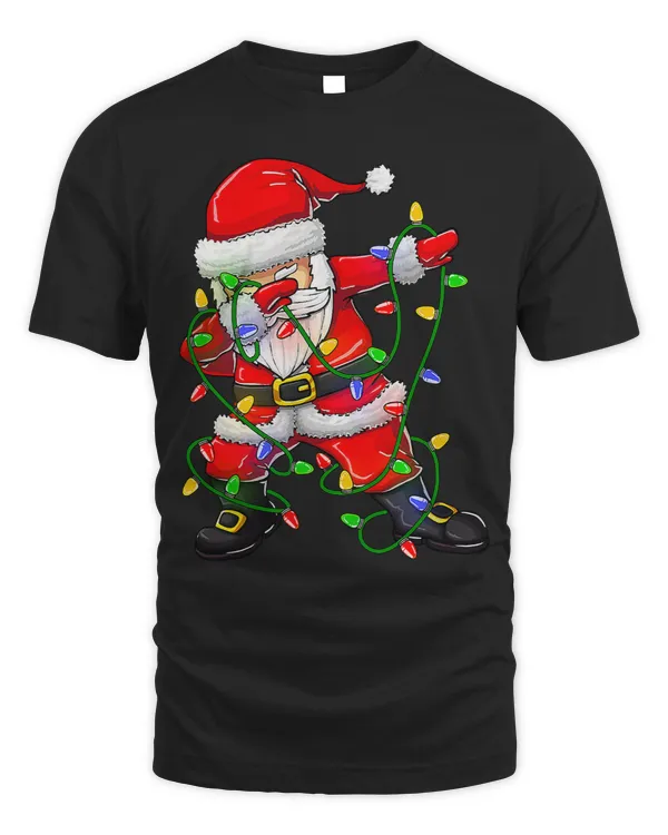 Dabbing Santa Shirt For Boys Girls Christmas Tree Lights 85