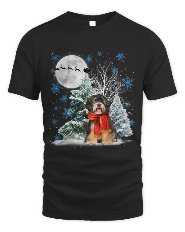 Tibetan Terrier Under Moonlight Snow Christmas Pajama 46
