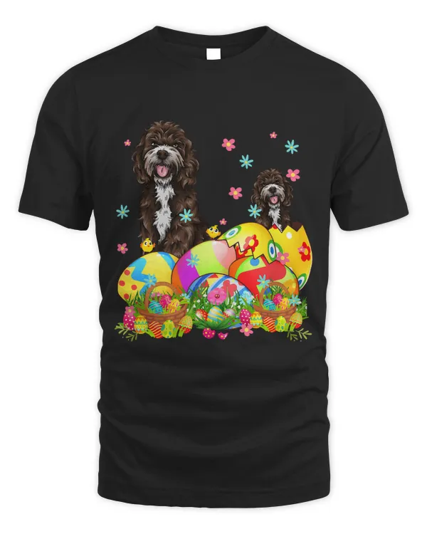 Happy Easter Day Sproodle With Easter Eggs Dog Lover