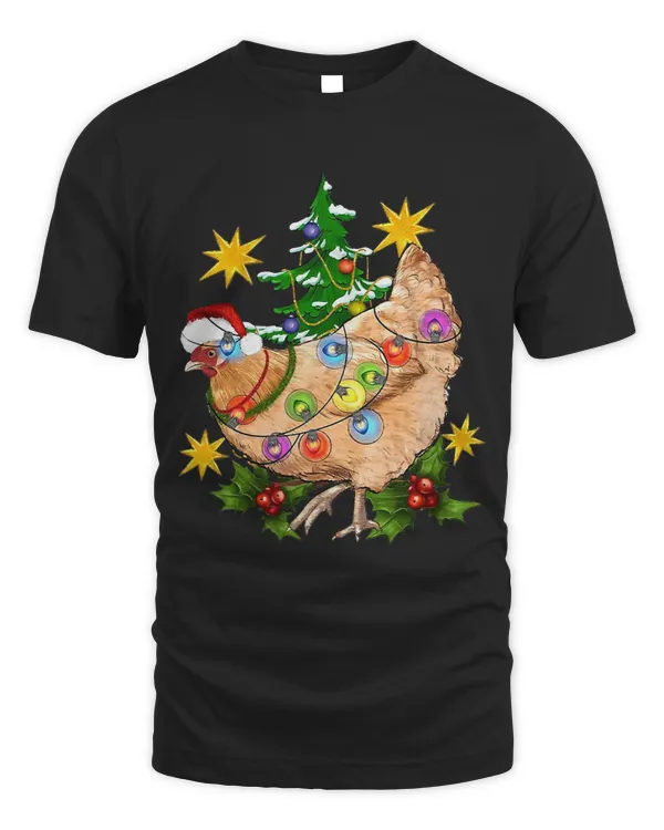 Merry Chickmas Chicken Christmas Lights Santa Funny399