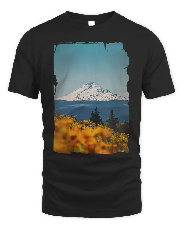 Mt Hood from Columbia River Gorge with Sunflowers Mount Hood