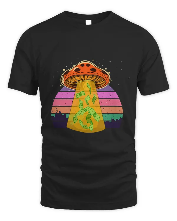Mushroom Foraging Money Entrepreneur Spaceship Funny Retro