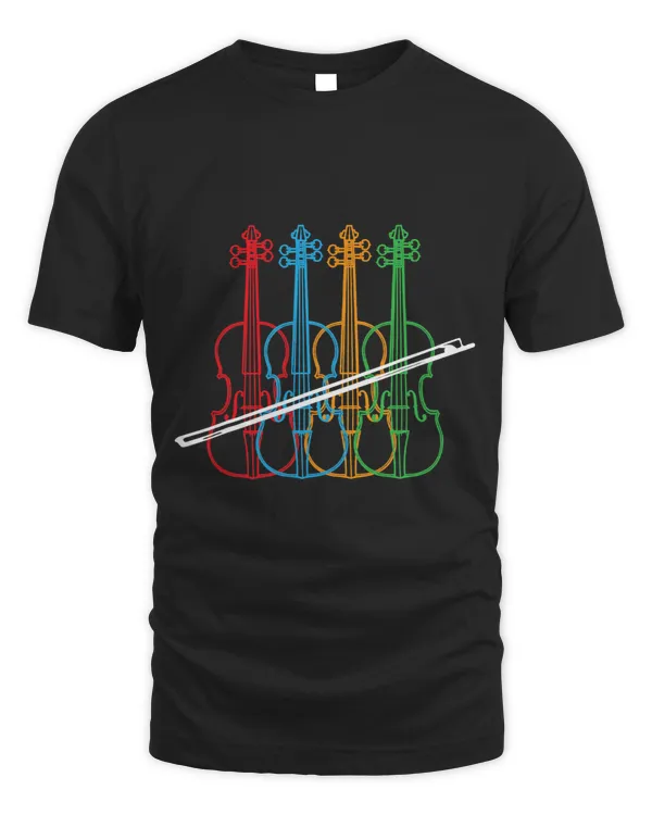 Vintage Colorful Violinist Violin Strings Orchestra Shirt