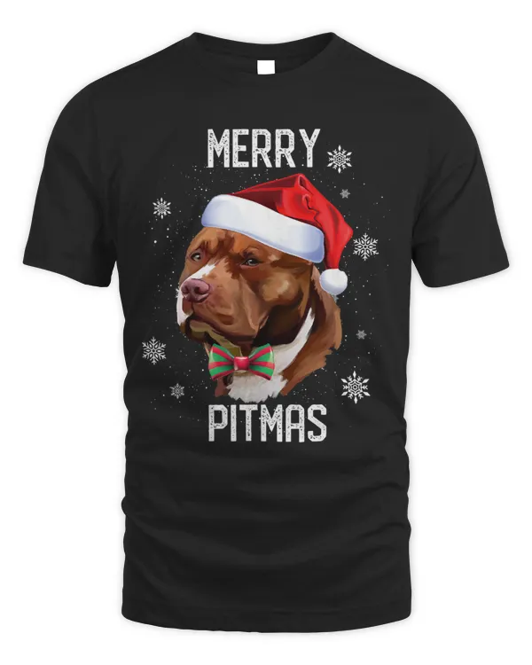 Bully Serious Brown Pitbull Dog Face Christmas Santa Hat Pitbull Dog