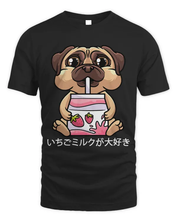 Pug Lover Japanese Anime Dog Kawaii Strawberry Milk Pugs Dog