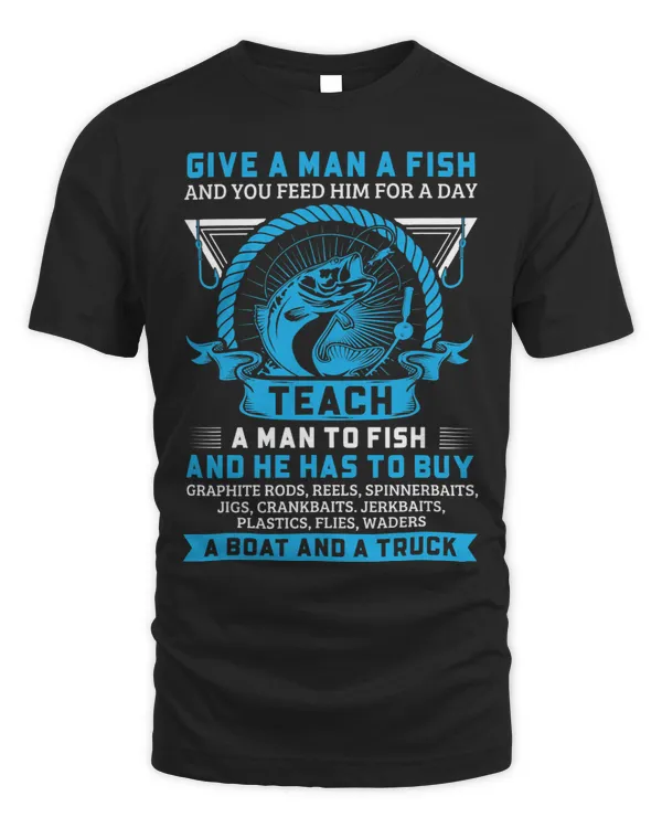 Teach A Man To Fish Funny Fishing Fisherman Quote