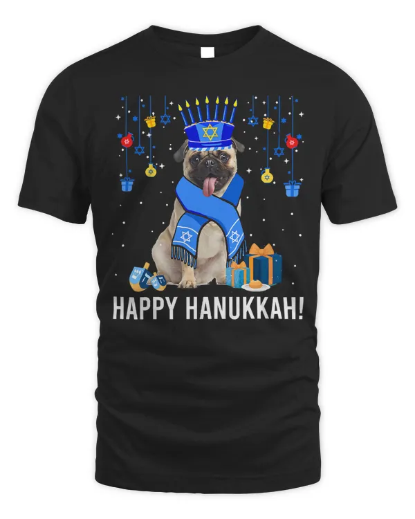 Pug Lover Funny Pug Menorah Hat Christmas Happy Hanukkah Jewish 113 Pugs Dog