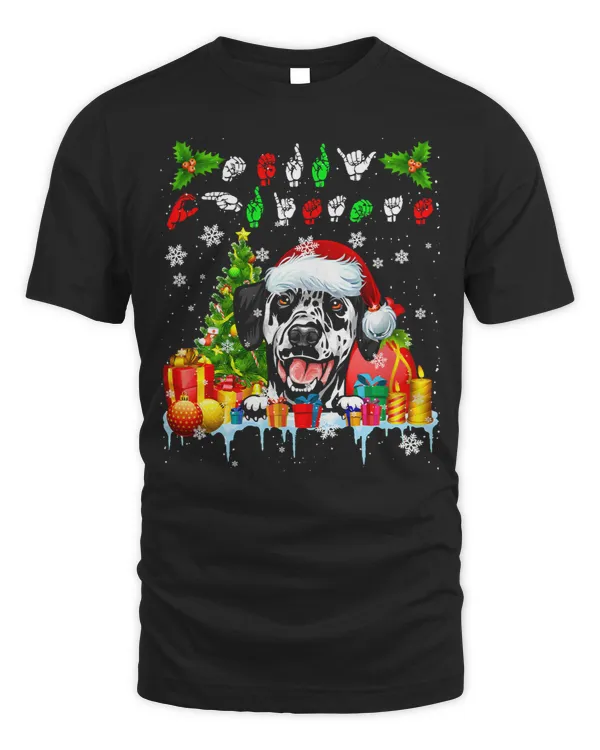 Dalmatian Merry Christmas Funny Christmas ASL Santa Dalmatian 38 Dog Lover Dalmatians Dog