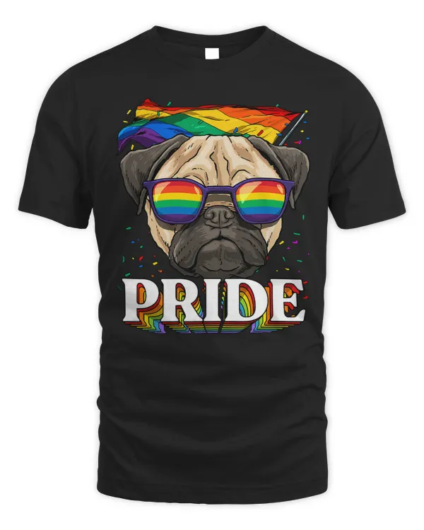 Pug Lover LGBT Pug Gay Pride LGBTQ Rainbow Flag Sunglasses 108 Pugs Dog