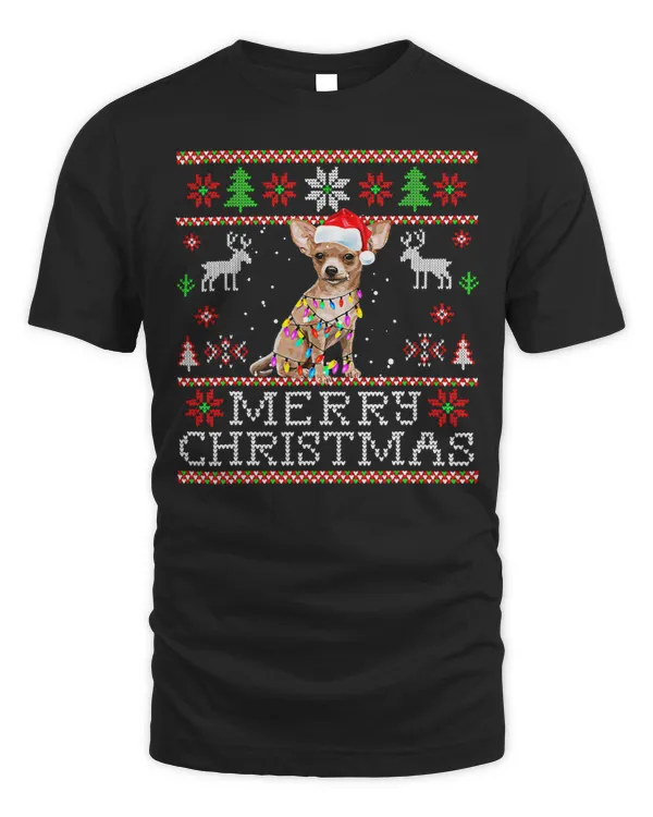 Chihuahuas Santa Chihuahua Santa Claus Dog Christmas Xmas Tree Lights 438 Chihuahua Dog