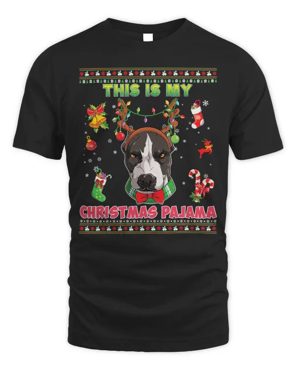 Bully Dog This Is My Christmas Pajama Pitbull Dog Light Ugly Sweater 138 Pitbull Dog