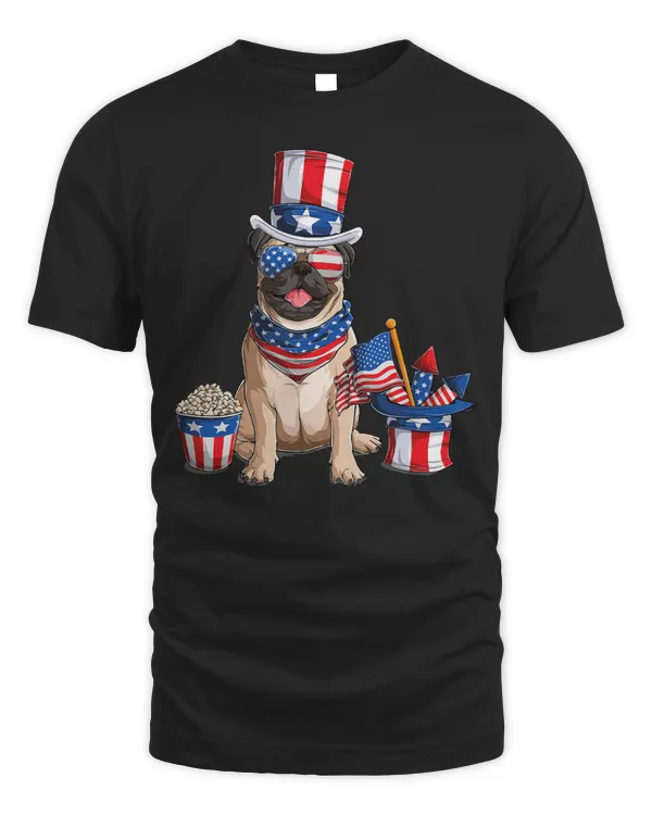 Pug Lover 4th of July Pug American Flag Sunglasses Dog Puppy USA Pug 36 Pugs Dog