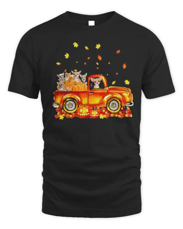 Chihuahuas On Pumpkins Truck Autumn Halloween 270 Chihuahua Dog