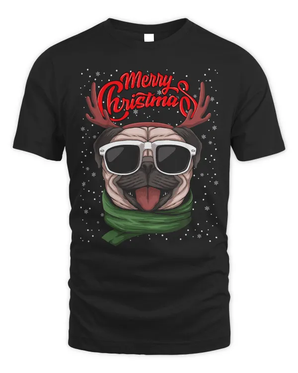 Pug Lover Dog Merry Christmas Pajamas Xmas Lights Funny Holiday 185 Pugs Dog