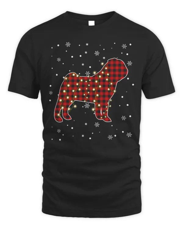 Pug Lover Christmas Lights Funny Red Plaid Dog Dad Mom 240 Pugs Dog