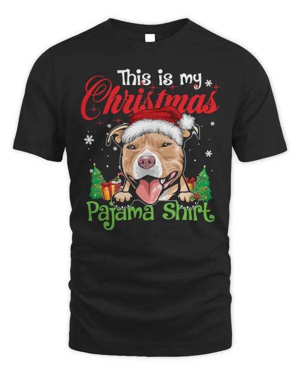 Bully Dog This Is My Christmas Pajama Pitbull Santa Hat Xmas 232 Pitbull Dog