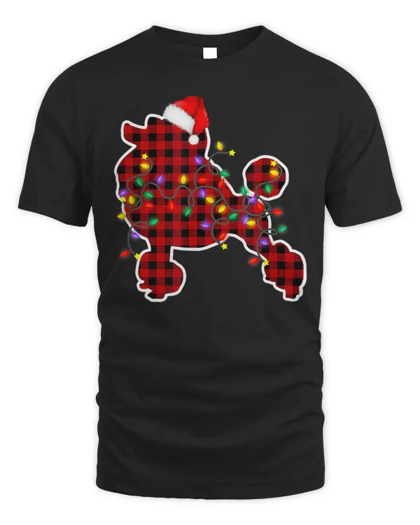 Poodles Red Plaid Poodle Dog Christmas Pajamas Family Xmas Lights 85 Poodle dog