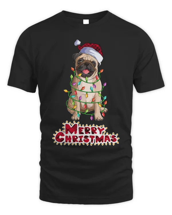 Pug Lover Christmas Buffalo Plaid Lover Hat Santa Light Snow 70 Pugs Dog