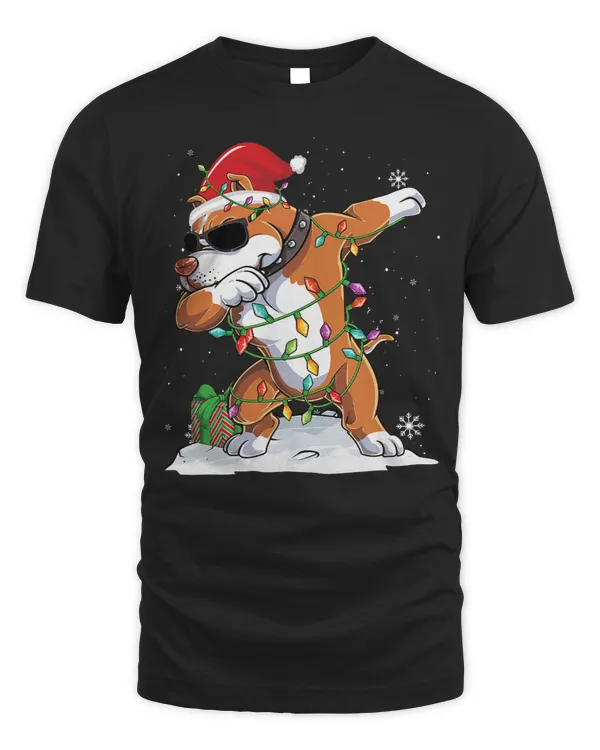 Bully Dog Santa Dabbing Pitbull Christmas Lights Funny Xmas 340 Pitbull Dog