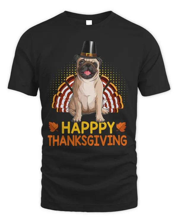 Pug Lover Happy Thanksgiving Funny Pilgrim Turkey 142 Pugs Dog
