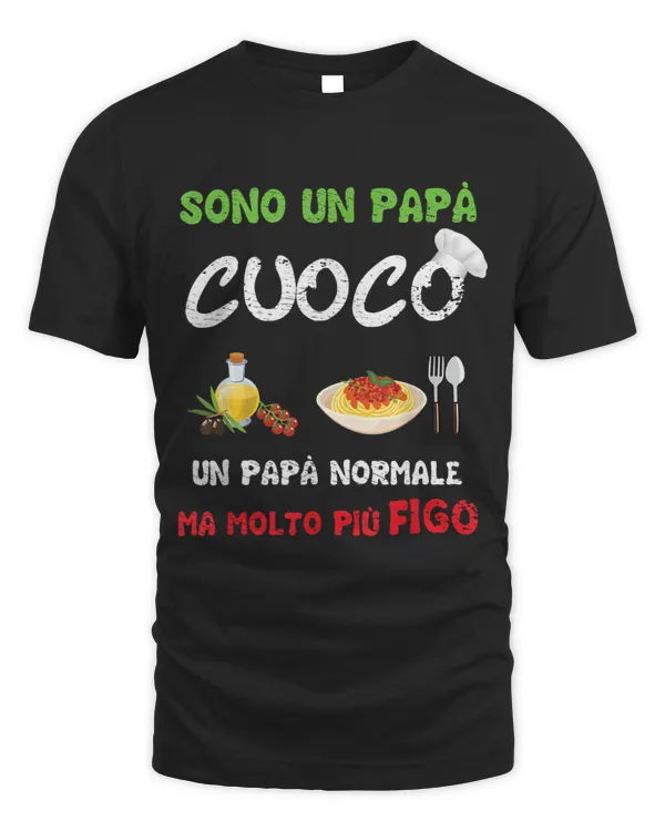 Mens Chef dad loves to cook pasta at father pizzeria restaurant