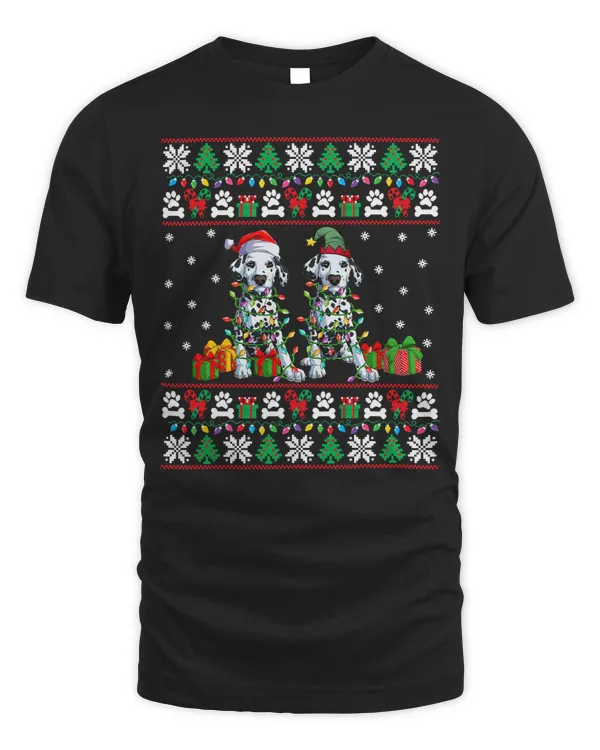 Dalmatian Ugly Christmas Sweater Dalmatian Lights Santa 208 Dog Lover Dalmatians Dog